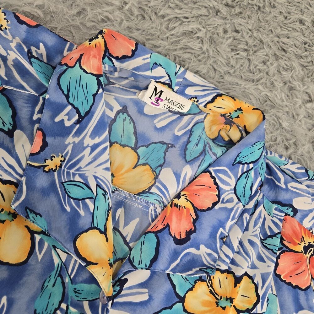 Maggie Sweet Todays Special 5133 Women 1X Floral Short Sleeve Buttonβ Up Shirt